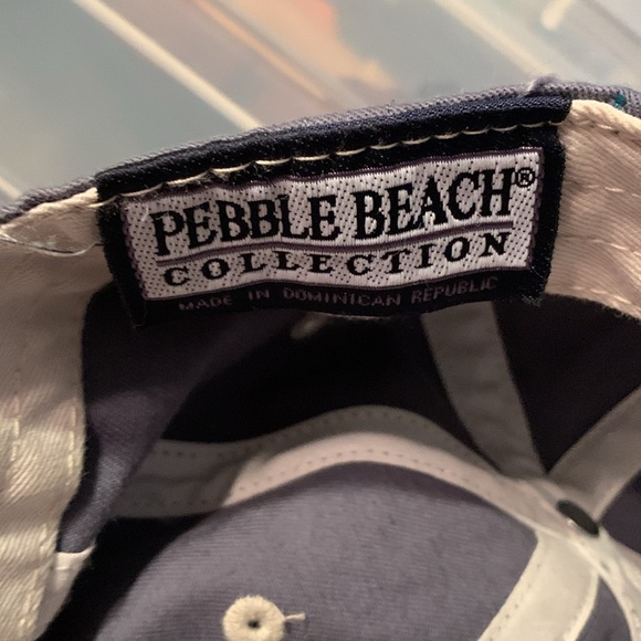 Pebble beach ball cap slate colored embroidered pebble beach trim around bill - Picture 4 of 5